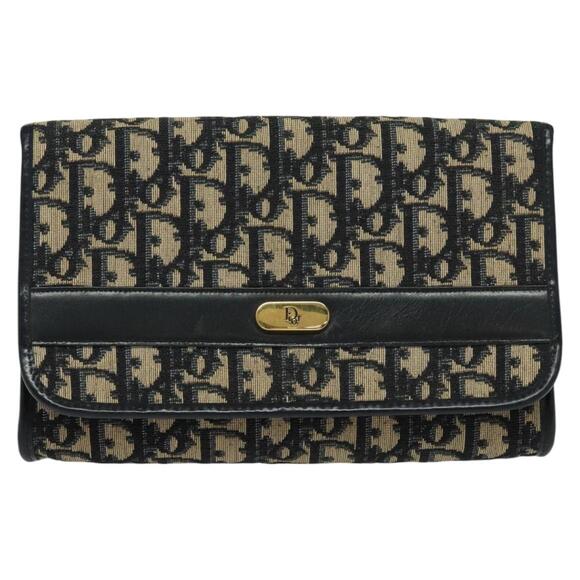 DIOR Trotter Canvas Chain Shoulder Bag Navy Gold - Picture 2 of 12